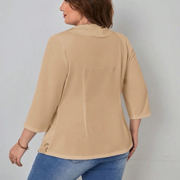 Tan lace ruffle blazer - Picture 2 of 4